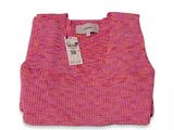the sweater is pink and has a tag on it