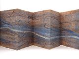 a picture of a folded paper with a picture of a river on it