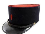 an image of a black hat with a red flower on it