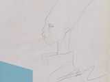 an image of a drawing of a woman ' s face on a piece of paper