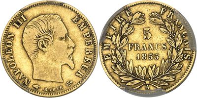 a gold coin with a head of a man and laurels
