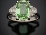 Bague en tourmaline verte et diamant