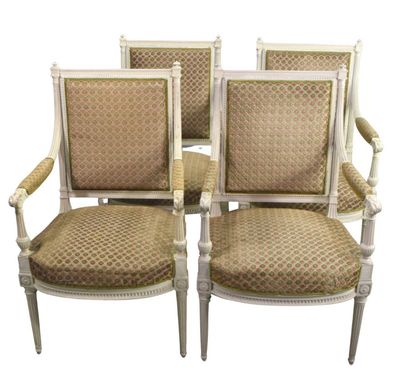 set of four louis xvi style armchairs with upholstered seats
