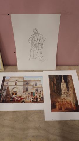Trois gravures « joseph », « Ostension 1988 », Claude Chanteraud