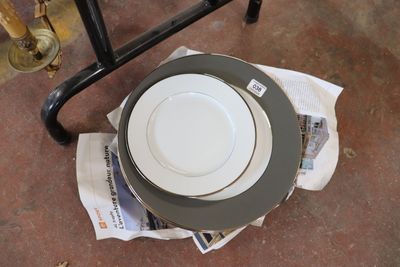 a stack of plates sitting on top of a table