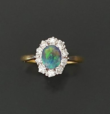 Charmante bague en or jaune et gris 18K 750 millièmes ornée …