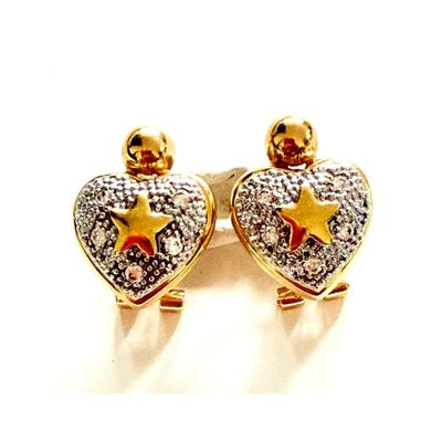 paire de boucles d'oreilles clous en forme de cœur et d'étoile, couleur or