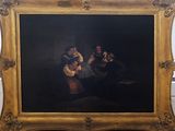 une image d'un tableau représentant un groupe de personnes dans une pièce