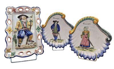 two plates with a picture of a man and a woman on them