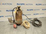 une pompe à eau en métal munie d'un tuyau et d'un cordon