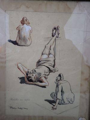 Pierre LISSAC (1878-1955), "Modèles au repos", Esquisse de t…