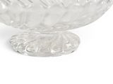 clear glass bowl on pedestal on white background with white background