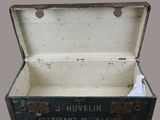 an old suitcase that is sitting on the floor