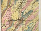 an old map of a large area with a river running through it