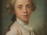 portrait of a young man in a white coat with a black bow