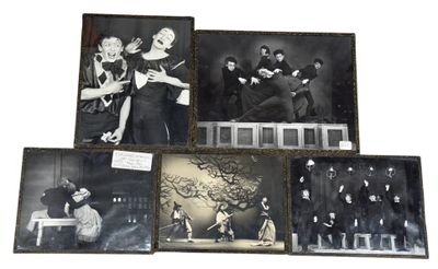 several old black and white photos of a man and a woman