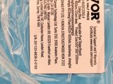 a plastic bag with a label on it sitting on a table