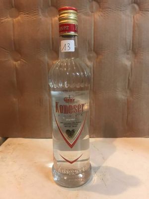 a bottle of vodka that is sitting on a table
