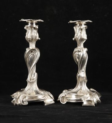 paire de chandeliers anciens en argent