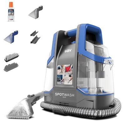 un gros plan d'un aspirateur muni d'une brosse et d'autres accessoires de nettoyage