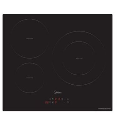 une plaque de cuisson noire avec trois brûleurs et trois brûleurs