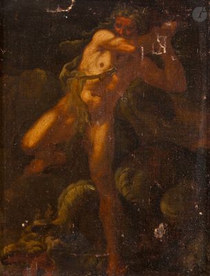 un tableau représentant un homme tenant une épée dans la main droite