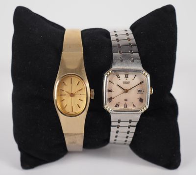 SEIKO Deux différentes montres en acier et métal doré.