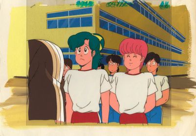 dessin humoristique représentant un groupe de jeunes debout devant un immeuble