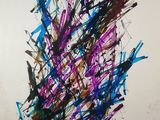 painting of a colorful abstract piece of art on a white wall