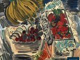 a painting of fruit and vegetables on a table