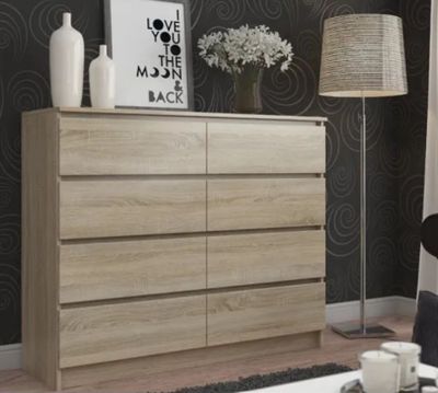 Commode AKORD K120, couleur Chêne Sonoma, 8 tiroirs , dimens…