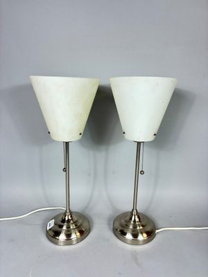 Paire de lampes Vintage en métal chromé brossé, diffuseur en…
