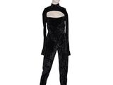 the mannequin is wearing a black outfit with a turtle neck