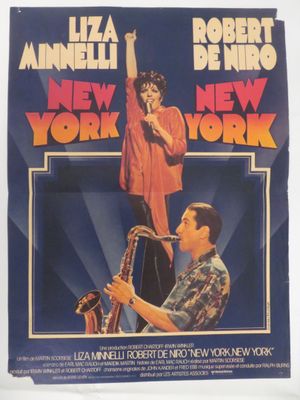 une affiche du film « New York » sur laquelle figure un homme jouant du saxophone