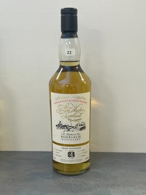 une bouteille de whisky posée sur un comptoir, à côté d'une bouteille de vin