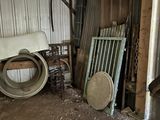 a toilet and a sink in a room with a metal roof