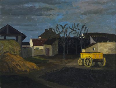 Fernand VETCOUR (1908–2001), Huile sur panneau, La charrette… - Photo 1