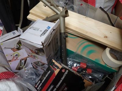 a pile of assorted items that are in a box