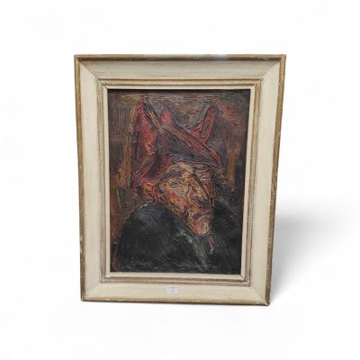 Richard MANDIN (1909-2002): "Portrait d'homme au chapeau".