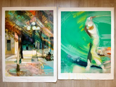Paul AMBILLE (1930-2010) - Lot de 2 lithographies,Place Furs…
