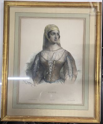 painting of a woman in a white dress in a gold frame