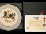 a picture of a plate with a horse on it