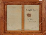 an old picture of a wooden frame with writing on it