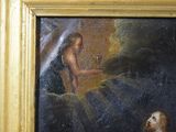 a painting of a man holding a wine glass in front of a woman