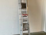 a ladder leaning up against a wall in a room