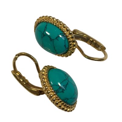 Paire de BOUCLES D'OREILLES en argent doré 925/1000, monture…