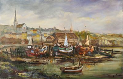 Ecole moderne du XXe siècle Bateaux de pêche à marée basse