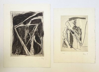 two black and white drawings of a man and a woman