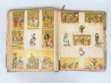 an open book with pictures of people on it