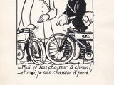 cartoon drawing of a man talking to a man on a bicycle